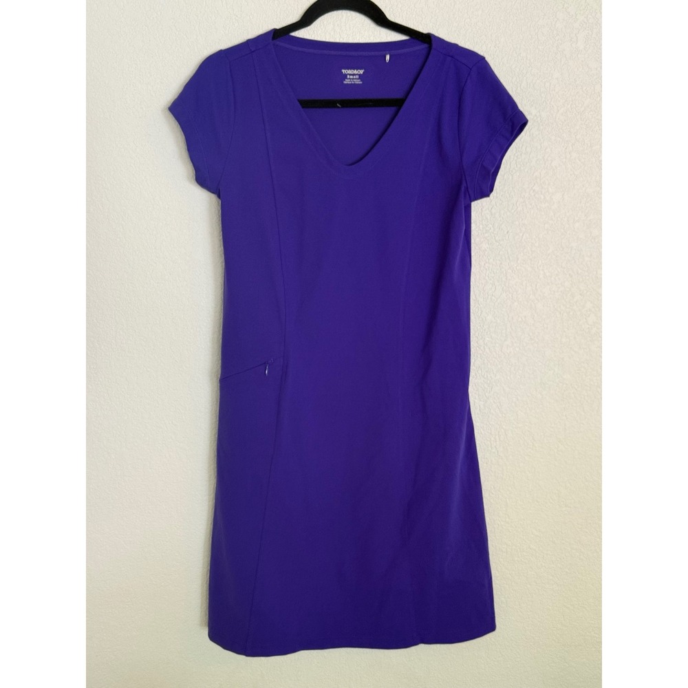 Toad&Co Aquaculture Dress Purple V-Neck Short Sleeve Active Travel Shift Small